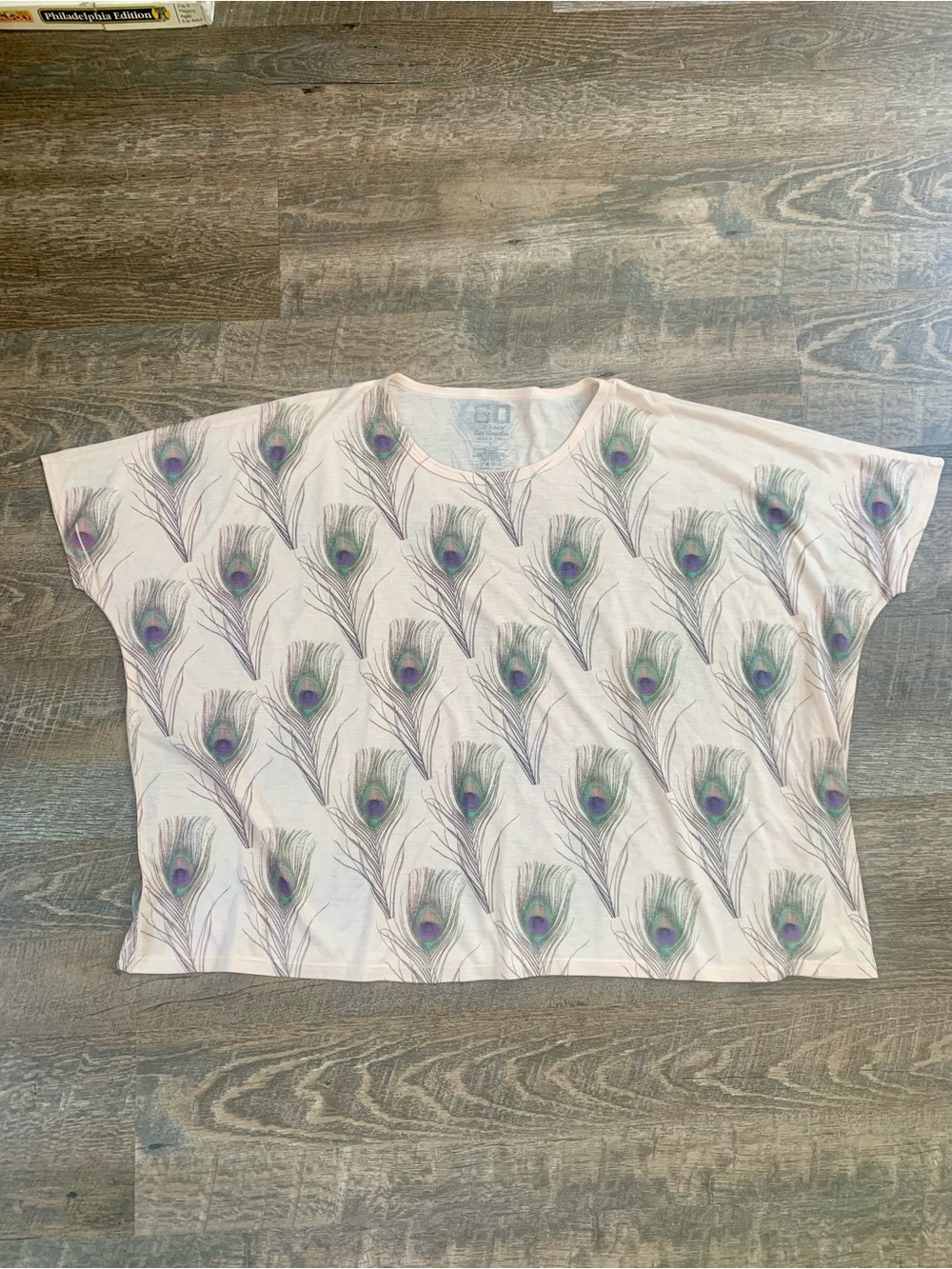 GO Jeans Los Angeles Light Pink Peacock Feather Graphic Tee